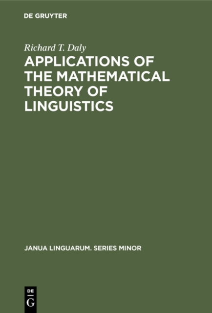 Applications of the Mathematical Theory of Linguistics, PDF eBook