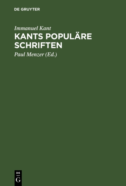 Kants Populare Schriften, PDF eBook