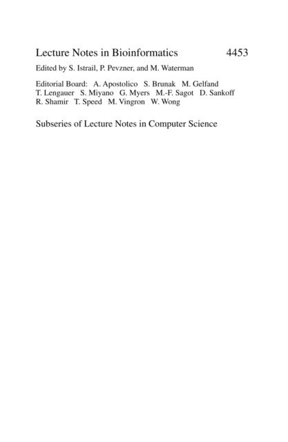 Research in Computational Molecular Biology : 11th Annunal International Conference, RECOMB 2007, Oakland, CA, USA, April 21-25, 2007, Proceedings, PDF eBook