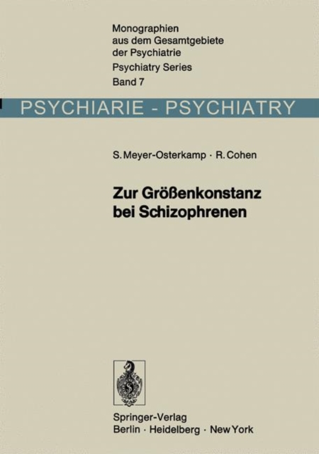 Zur Grossenkonstanz bei Schizophrenen, Paperback Book