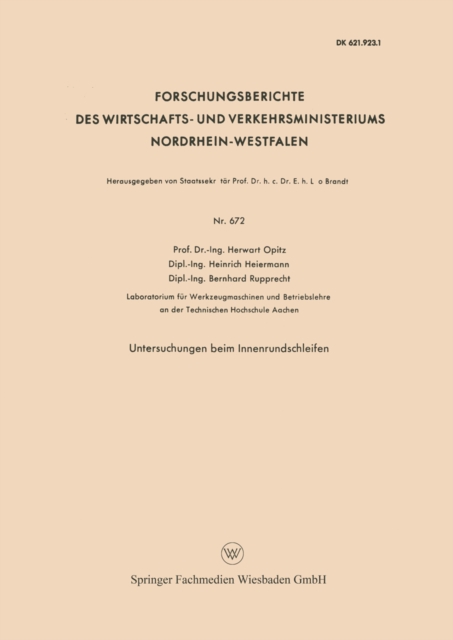 Untersuchungen beim Innenrundschleifen, PDF eBook