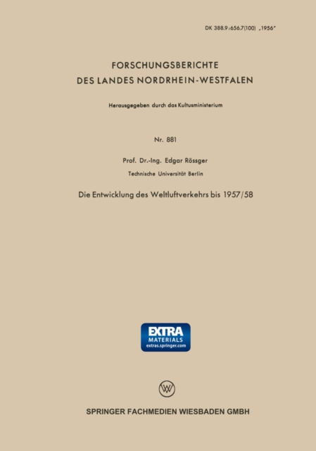 Die Entwicklung des Weltluftverkehrs bis 1957/58, PDF eBook