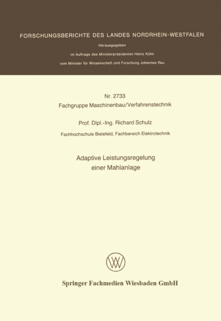 Adaptive Leistungsregelung einer Mahlanlage, PDF eBook