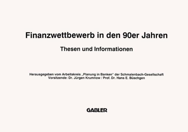 Finanzwettbewerb in den 90er Jahren : Thesen und Informationen, PDF eBook