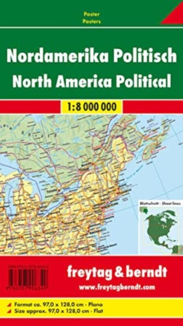 North America physical-political, magnetic marker board 1:8 mill., Sheet map Book