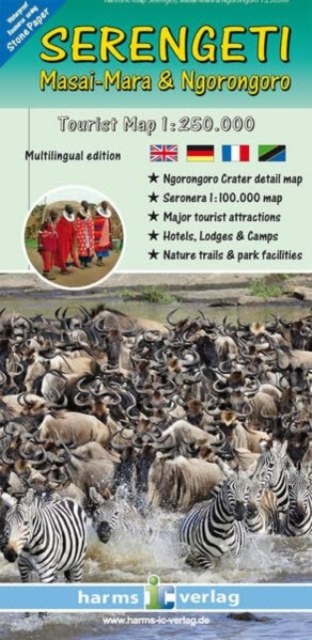 Serengeti - Masai-Mara - Ngorongoro Tourist Map, Sheet map, folded Book