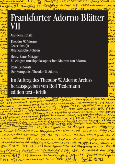 Frankfurter Adorno Blatter VII, PDF eBook