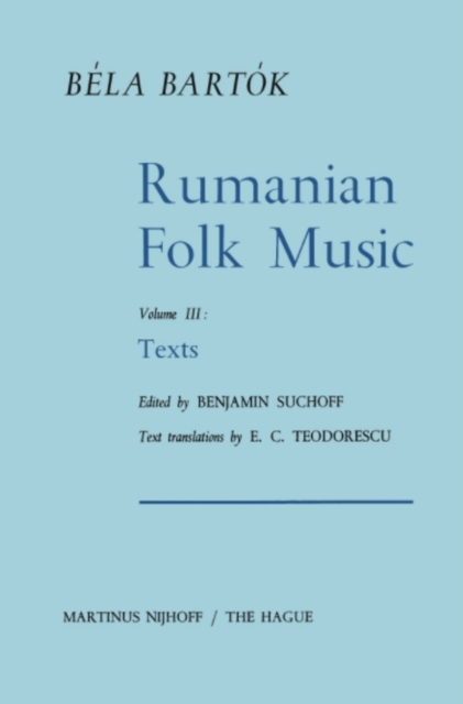 Rumanian Folk Music : Texts, PDF eBook