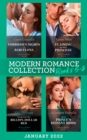 Modern Romance January 2022 Books 5-8 : Forbidden Nights in Barcelona (the Cinderella Sisters) / Claiming His Virgin Princess / Snowbound in His Billion-Dollar Bed / Desert Prince's Defiant Bride - eBook