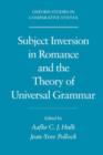 Subject Inversion in Romance and the Theory of Universal Grammar - Book