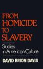 From Homicide to Slavery : Studies in American Culture - eBook