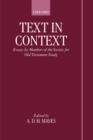 Text in Context : Essays by Members of the Society for Old Testament Study - Book