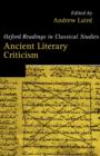 Ancient Literary Criticism - Book