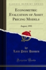 Econometric Evaluation of Asset Pricing Models : August, 1993 - eBook