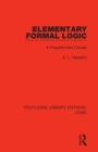 Elementary Formal Logic : A Programmed Course - Book