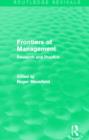 Frontiers of Management (Routledge Revivals) : Research and Practice - Book