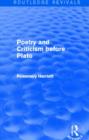 Poetry and Criticism before Plato (Routledge Revivals) - Book
