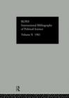 IBSS: Political Science: 1961 Volume 10 - Book