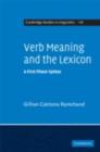 Verb Meaning and the Lexicon : A First Phase Syntax - eBook