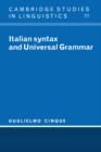 Italian Syntax and Universal Grammar - Book