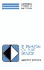 In Defense of Pure Reason : A Rationalist Account of A Priori Justification - Book