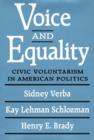 Voice and Equality : Civic Voluntarism in American Politics - Book
