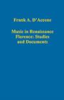 Music in Renaissance Florence: Studies and Documents - Book