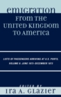 Emigration from the United Kingdom to America : Lists of Passengers Arriving at U.S. Ports, June 1873 - December 1873 - Book