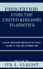 Emigration from the United Kingdom to America : Lists of Passengers Arriving at U.S. Ports, June 1880 - December 1880 - Book
