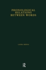 Phonological Relations Between Words - Book