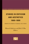 Studies in Criticism and Aesthetics, 1660-1800 : Essays in Honor of Samuel Holt Monk - Book