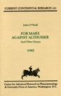 For Marx Against Althusser : And Other Essays, Current Continental Research - Book