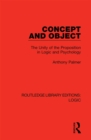 Concept and Object : The Unity of the Proposition in Logic and Psychology - eBook