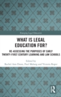 What is Legal Education for? : Reassessing the Purposes of Early Twenty-First Century Learning and Law Schools - Book