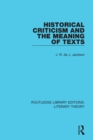 Historical Criticism and the Meaning of Texts - eBook