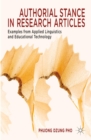 Authorial Stance in Research Articles : Examples from Applied Linguistics and Educational Technology - eBook