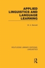 Applied Linguistics and Language Learning (RLE Linguistics C: Applied Linguistics) - Book