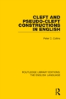 Cleft and Pseudo-Cleft Constructions in English - eBook
