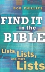 Find It in the Bible : Lists, Lists, and Lists - eBook