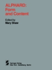Alphard: Form and Content : Form and Content - eBook