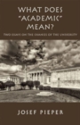 What Does "Academic" Mean? - Two Essays on the Chances of the University Today - Book