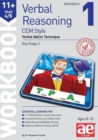 11+ Verbal Reasoning Year 4/5 CEM Style Workbook 1 : Verbal Ability Technique - Book