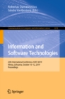 Information and Software Technologies : 25th International Conference, ICIST 2019, Vilnius, Lithuania, October 10-12, 2019, Proceedings - eBook