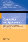 Optimization and Applications : 10th International Conference, OPTIMA 2019, Petrovac, Montenegro, September 30 - October 4, 2019, Revised Selected Papers - eBook