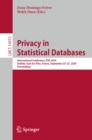 Privacy in Statistical Databases : International Conference, PSD 2024, Antibes Juan-les-Pins, France, September 25-27, 2024, Proceedings - eBook