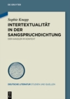 Intertextualitat in der Sangspruchdichtung : Der Kanzler im Kontext - eBook