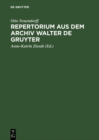 Repertorium aus dem Archiv Walter de Gruyter - eBook