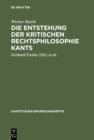 Die Entstehung der kritischen Rechtsphilosophie Kants : 1762-1780 - eBook