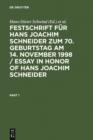 Festschrift fur Hans Joachim Schneider zum 70. Geburtstag am 14. November 1998 / Essay in Honor of Hans Joachim Schneider : Kriminologie an der Schwelle zum 21. Jahrhundert / Criminology on the Thresh - eBook