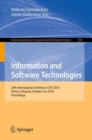 Information and Software Technologies : 24th International Conference, ICIST 2018, Vilnius, Lithuania, October 4-6, 2018, Proceedings - eBook